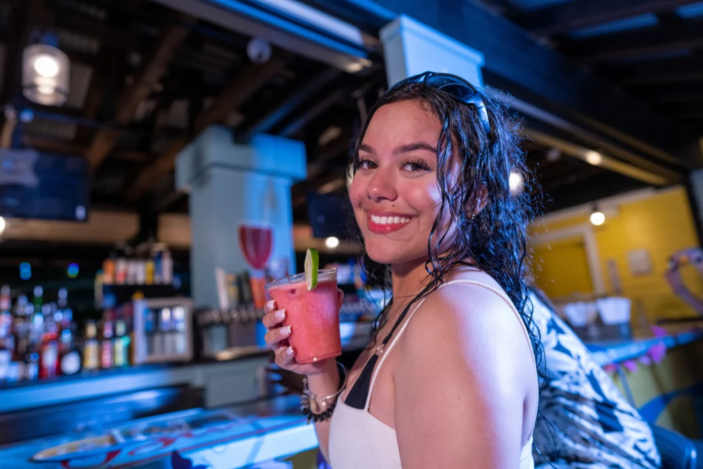 Woman with frozen cocktail